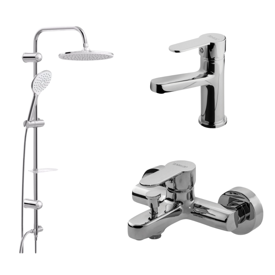 Newarc Domino Lavabo Banyo Bataryası Duş Seti 3'lü Set