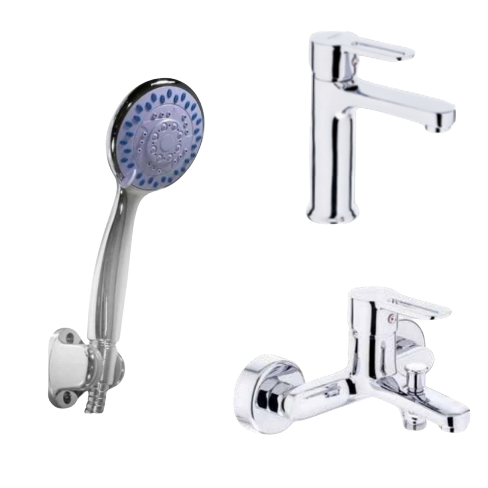 Pronto Premium Series Bruno Lavabo Banyo Bataryası Masfallı Duş Başlığı 3'lü Set
