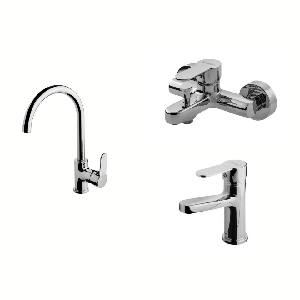 Newarc Domino Lavabo Banyo Evye Bataryası 3'lü Set