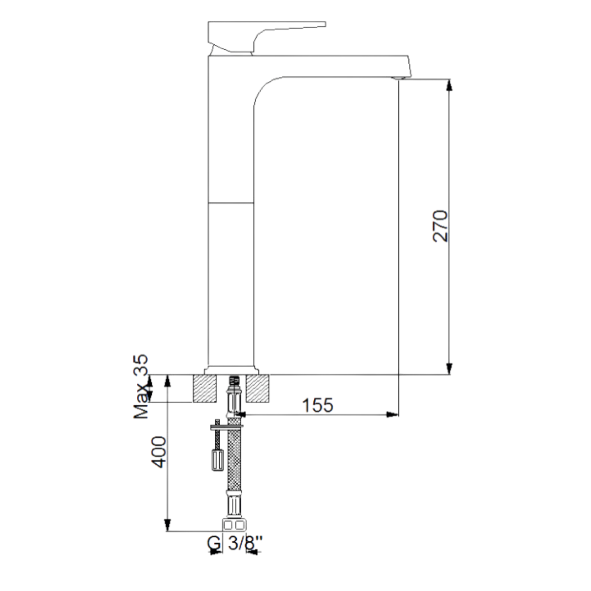 Newarc 941001B Aqua Çanak Tipi Lavabo Bataryası Siyah