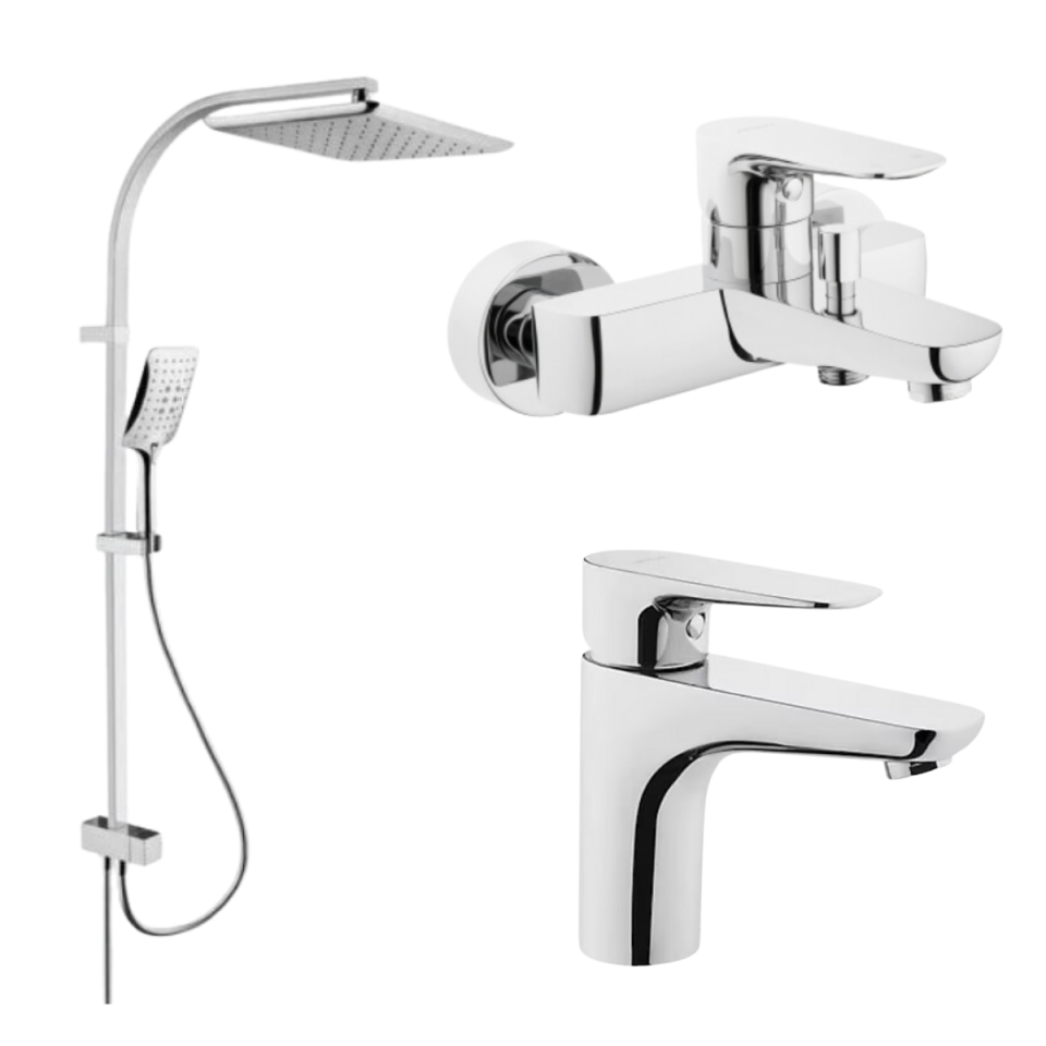 Artema X Line Lavabo Banyo Bataryası Shine Square Duş Kolonu 3'lü Set