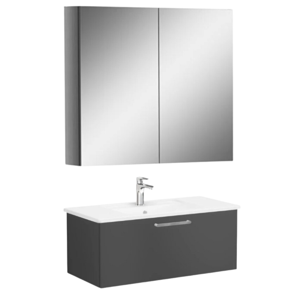 Vitra Arkitekt Dolaplı Ayna Root Flat Mat Fırtına Gri Lavabo Dolabı 100 cm
