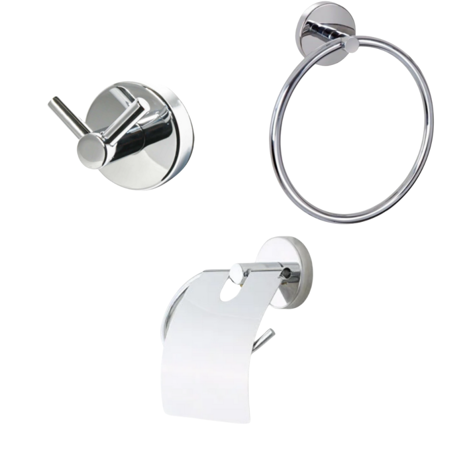 3'lü Banyo Aksesuar Seti Krom