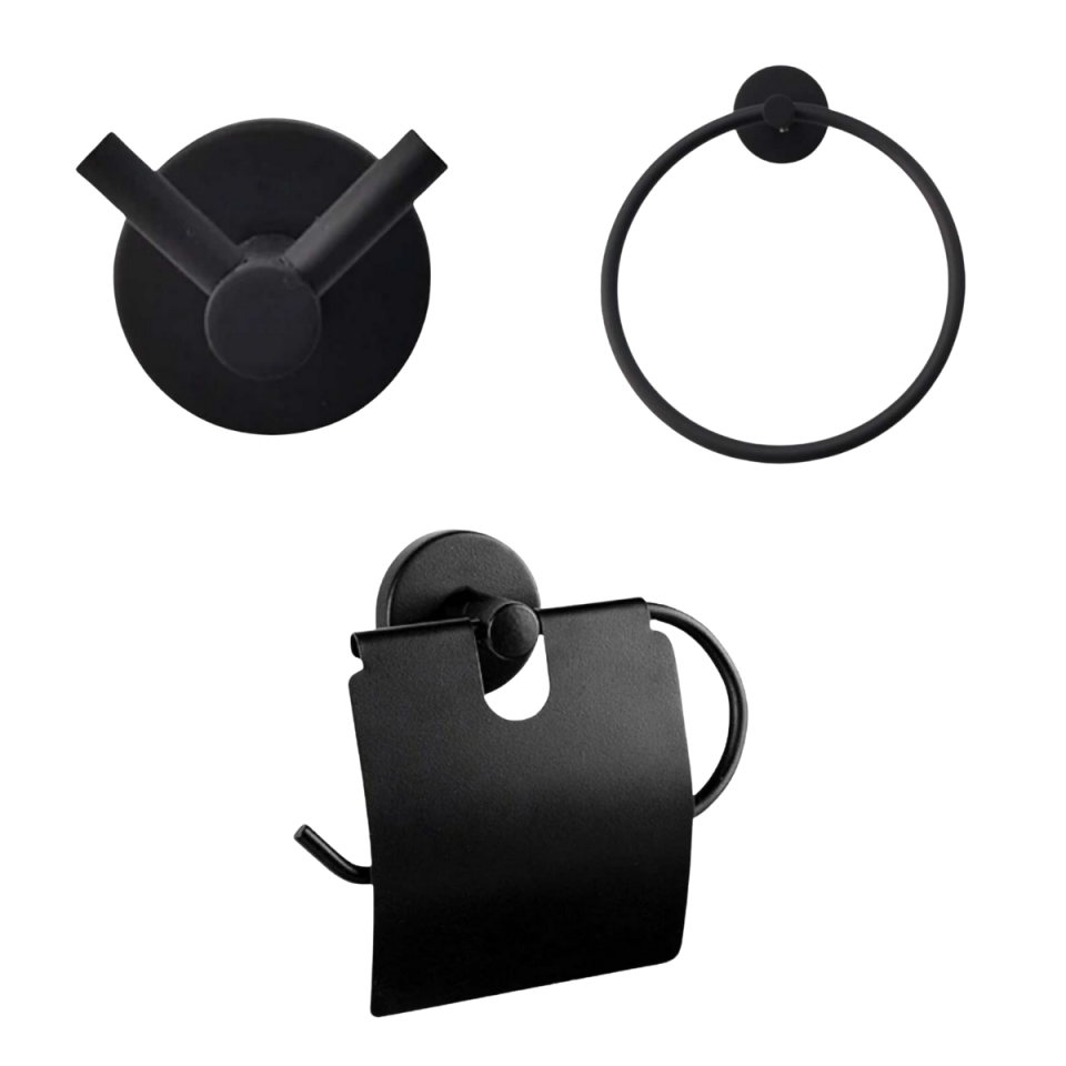 3'lü Banyo Aksesuar Seti Siyah